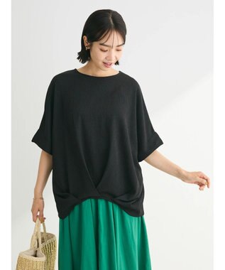 Green Parks 裾タック表面カットプルオーバー Black