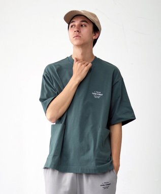 J.PRESS YORK STREET 【UNISEX】ワンポイント腰ポケットTシャツ スモーキーグリーン系