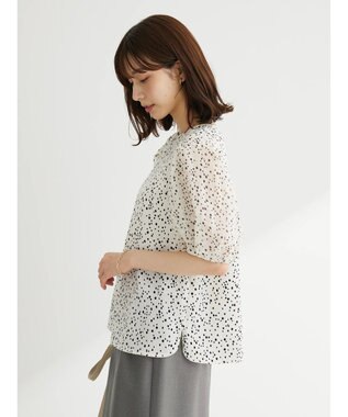 Green Parks 異素材ドットブラウス Light Beige