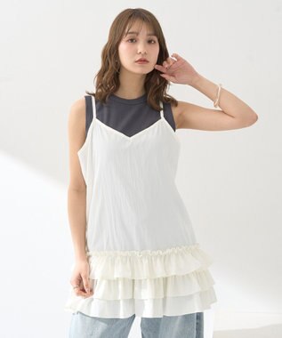 earth music&ecology 裾フリルキャミワンピース Off White