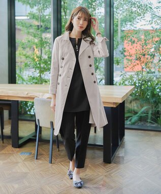 Tiaclasse L 【洗える】リボンベルト付きトレンチコート グレー