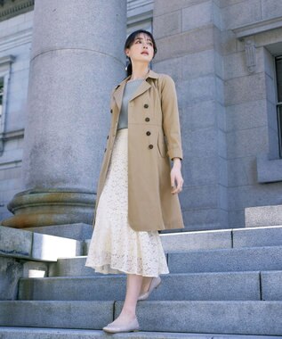 Tiaclasse L 【洗える】リボンベルト付きトレンチコート ベージュ