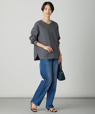 J.PRESS LADIES L 【洗える】BASIC STRETCH DENIM ボーイフィット デニム ユーズド系