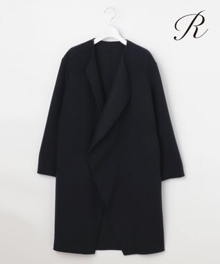 23区 S 【R(アール)】ウールリバー ノーカラー コート ネイビー系