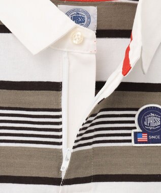 J.PRESS KIDS 【110-130cm】ボーダーポロシャツ グレーベージュ系1