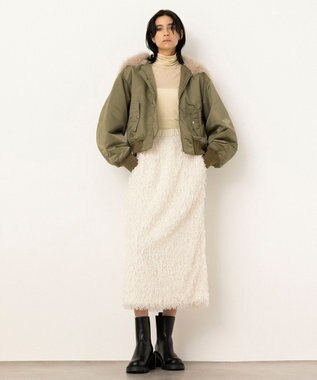 NAVE 【Nave・洗える】フェザーフリンジ スカート アイボリー系