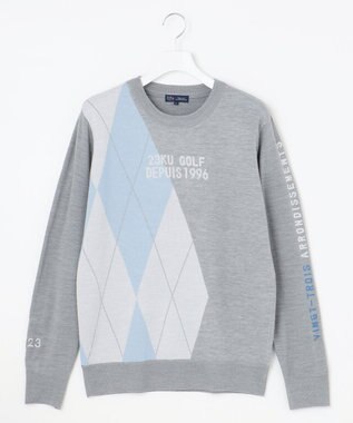 23区GOLF 【MEN】【ウォッシャブル】ウールブレンド アーガイル ニット ライトグレー系5