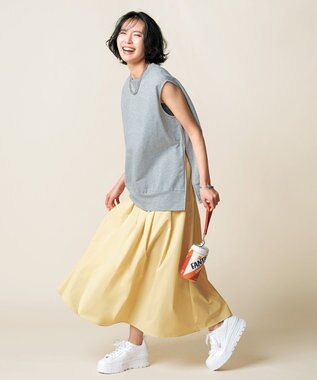 UNFILO スウェットサイドZIPベスト ライトグレー