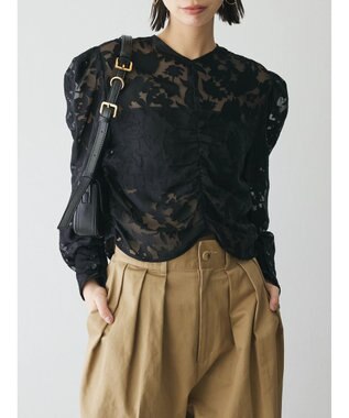 Green Parks AnriettMusee 花柄オパールシャーリングブラウス Black