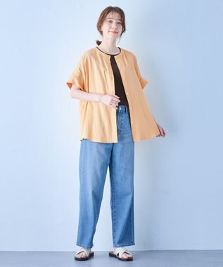 ANY フレンチリネンシャツブラウス オレンジ