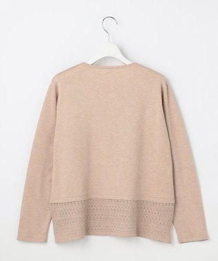 J.PRESS LADIES L Vis/Peスパーク レースデザイン ニット ベージュ系