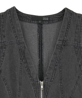 Green Parks ・ＳＵＧＡＲ　ＳＰＯＯＮ　Ｗ－ＺＩＰデニムロングワンヒ Black