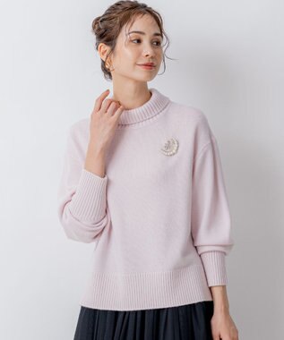 組曲 ウールカシミヤミックス ロールネック ニット アイスピンク系