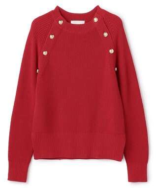 BEIGE， HELIODOR / スポンディッシュマリンボタンニット Red