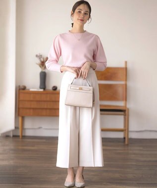 組曲 ベルトデザインスクエアショルダーバッグ アイボリー系