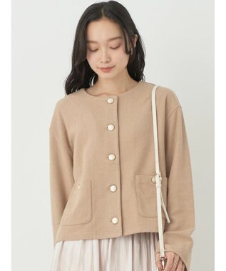 earth music&ecology 金釦スラブカーディガン Beige
