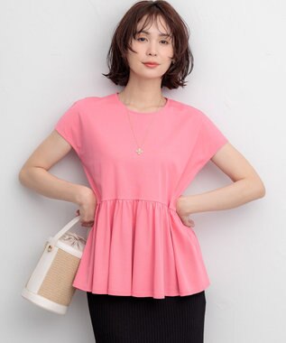 組曲 【WEB限定】トリコットジャージー ペプラムカットソー ローズ系