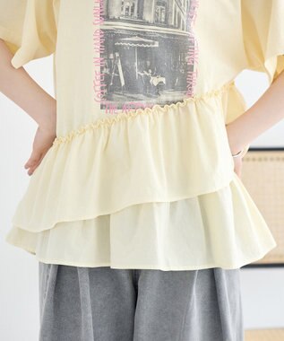 earth music&ecology 異素材ドッキンググラフィックTシャツ Ivory