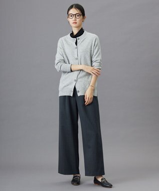 J.PRESS LADIES 【洗える】サイロウォッシャブル2wayストライプ ワイド パンツ チャコールストライプ系1