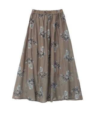earth music&ecology フラワーシアープリントスカート Beige