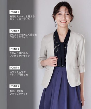 Tiaclasse 【吸水速乾・接触冷感・UVケア・防シワ・洗える】カチオンカラーレスジャケット グレージュ