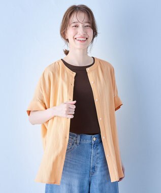 ANY フレンチリネンシャツブラウス オレンジ
