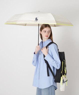MOONBAT POLO RALPH LAUREN(ポロ ラルフローレン)ポロポニー ボーダー 折りたたみ傘 簡単開閉