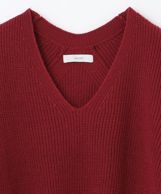 ANY ウールブレンドバルキーニット Vネック ボルドー