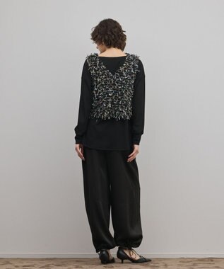 GRACE CONTINENTAL フリンジチュールベスト ブラック