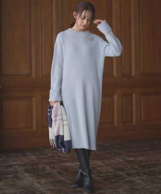 組曲 バルキーニット ワンピース サックスブルー系