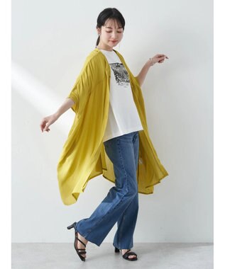 earth music&ecology レーヨンビッグシャツチュニック Yellow