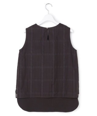 23区 【先行予約】シアーチェックレイヤード スリーブレス Tブラウス ダークブラウン系