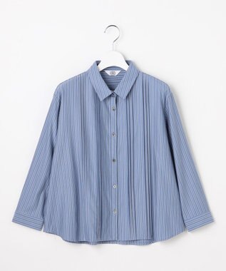 J.PRESS LADIES ストライプジャージー シャツライク カットソー ダルブルーストライプ系