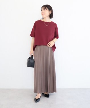 Green Parks サテン変形プリーツスカート Brown