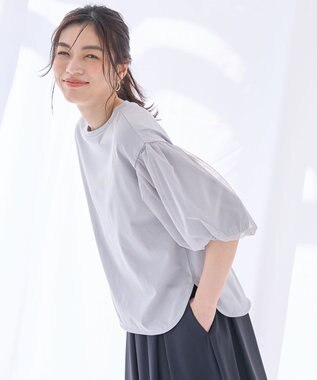 ANY 【洗濯機可/接触冷感/UVケア】エニィファンクションバルーンスリーブTシャツ チャコール