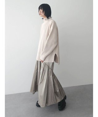 Green Parks ｍｏｋｏモール畦ニット前後差プルオーバー Off White