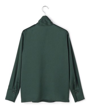 ICB 【WEB限定】 ドレープサテン ボウタイブラウス ミッドグリーン系