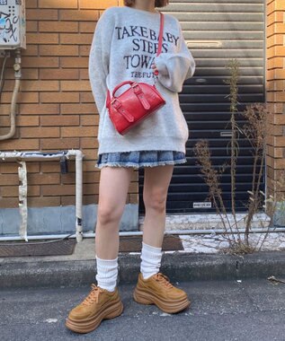 WEGO ハトメハンドルミニボストンショルダー レッド