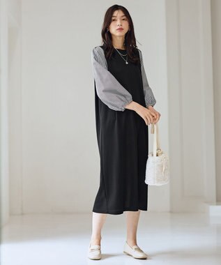 ANY L シャツコンビワンピース ブラック