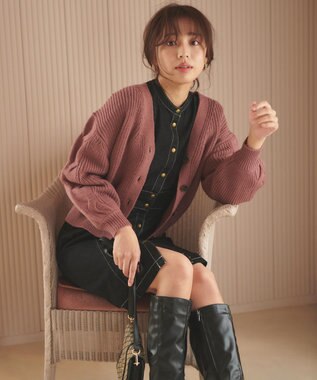 Feroux 【洗える】デニムミディ ワンピース ブラック系