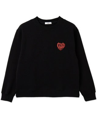 WEGO 【ユニセックス着用ITEM/裏起毛/SMLサイズ展開】リラックスフィットハートロゴプルオーバー ブラック