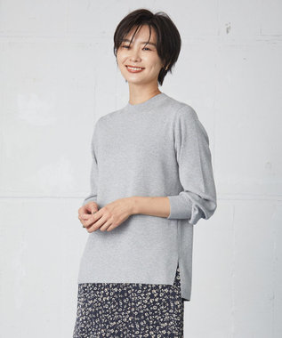 J.PRESS LADIES 【洗える】SECOND PRINCE モックネック ニット ライトグレー系