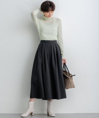 23区 【撥水加工/洗える】ハイマルチタフタ タックスカート グレー系