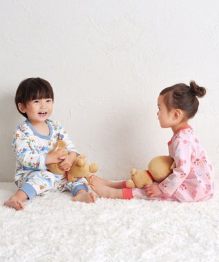 MIKI HOUSE HOT BISCUITS 【80-120cm】 リゾートキャビット 腹巻き付き タック天竺素材 長袖パジャマ ピンク