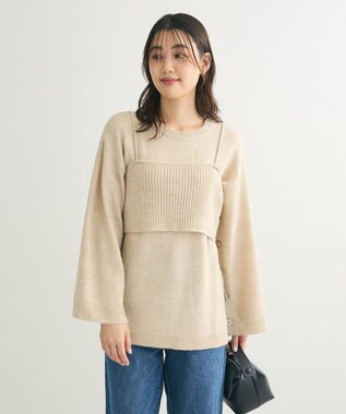 Green Parks ＳＥＴ２点　ニットキャミ＋ニットチュニック Brown Mixture