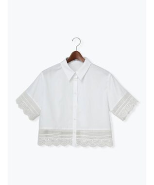 Te chichi レースヘムクロップトシャツ オフホワイト