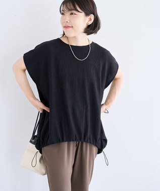 Green Parks 表面カット裾ドロストプルオーバー Black