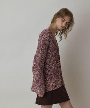 GRACE CONTINENTAL オーバーニットカーディガン ボルドー