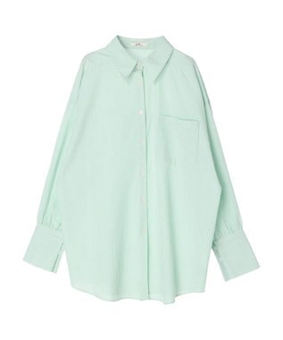 earth music&ecology サッカーストライプボーイズライクシャツ Green