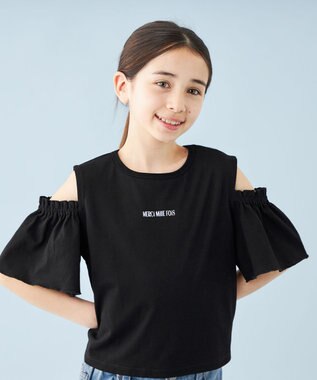 UNFILO 【110-150cm】アソート デザインTシャツ ブラック[オープンショルダー]